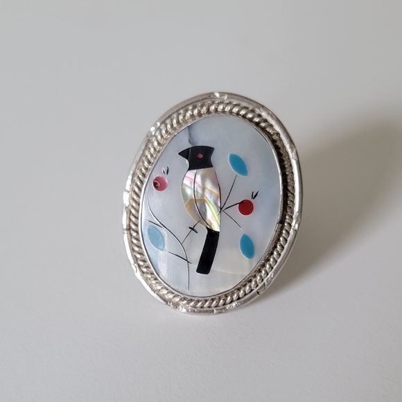Vintage Navajo Bird Inlay Ring